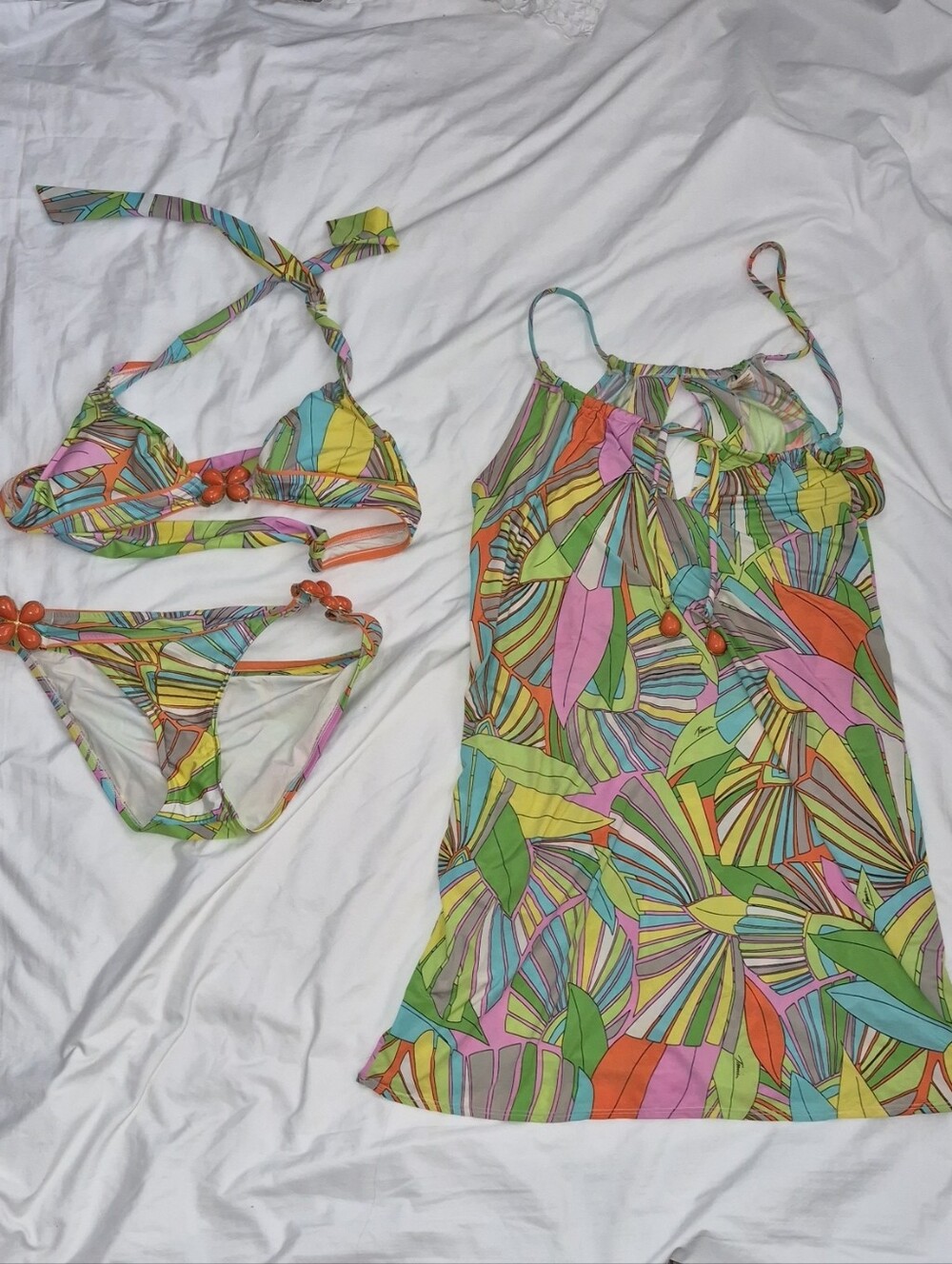 Trina Turk Colorful Tropical Print Bikini & Cover-Up Size 6